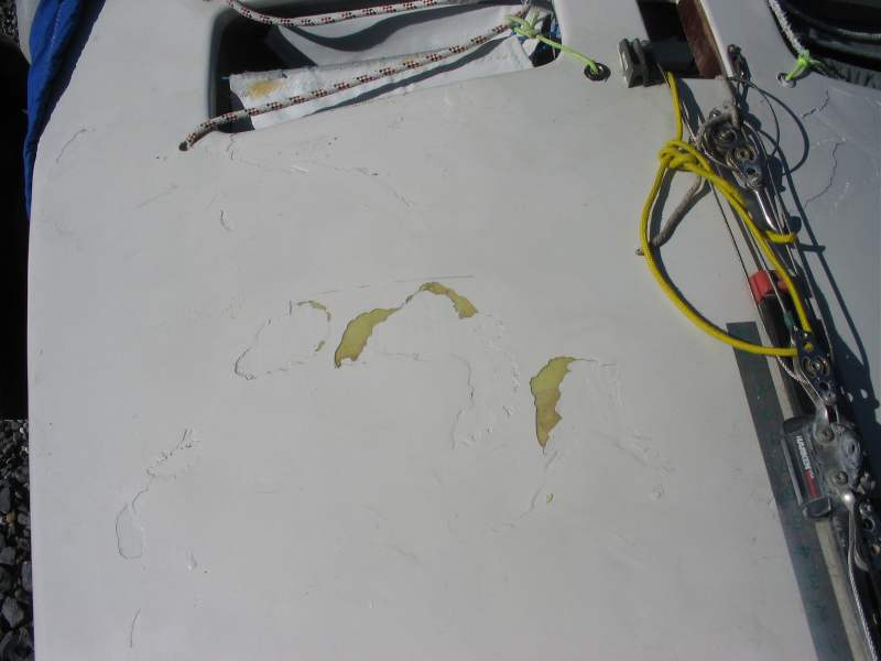 Repair to deck of Fireball Dinghy 14719 - 4