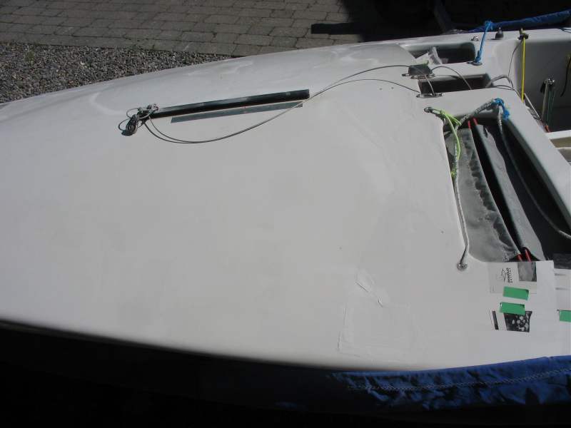 Repair to deck of Fireball Dinghy 14719 - new gelcoat 2